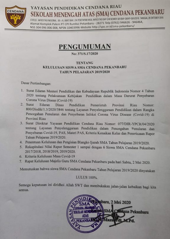 PNGUMUMAN KELULUSAN SMA